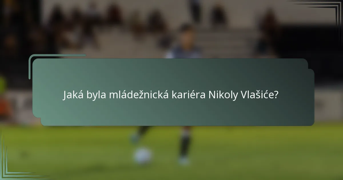 Jaká byla mládežnická kariéra Nikoly Vlašiće?