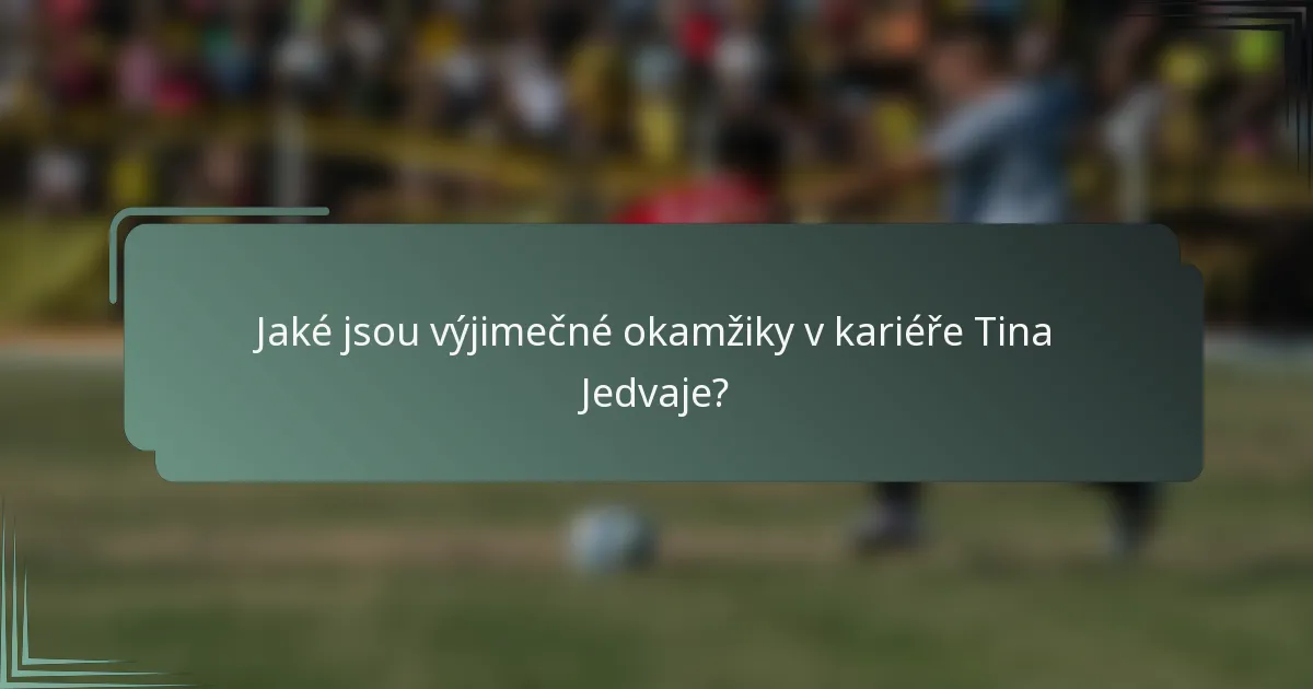 Jaké jsou výjimečné okamžiky v kariéře Tina Jedvaje?