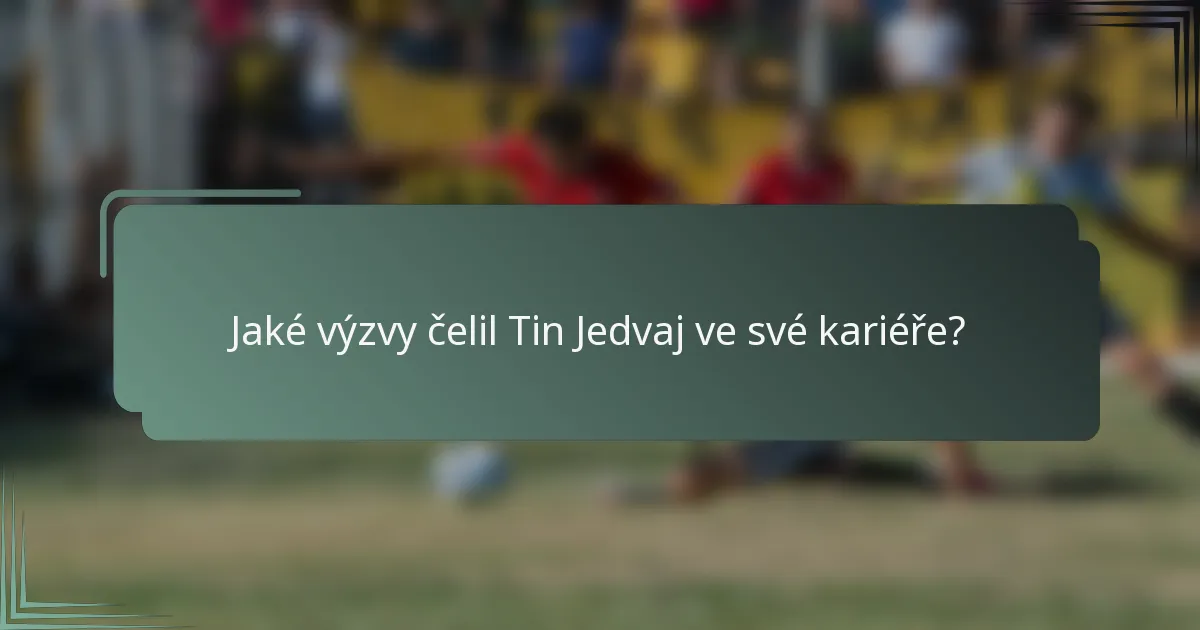 Jaké výzvy čelil Tin Jedvaj ve své kariéře?