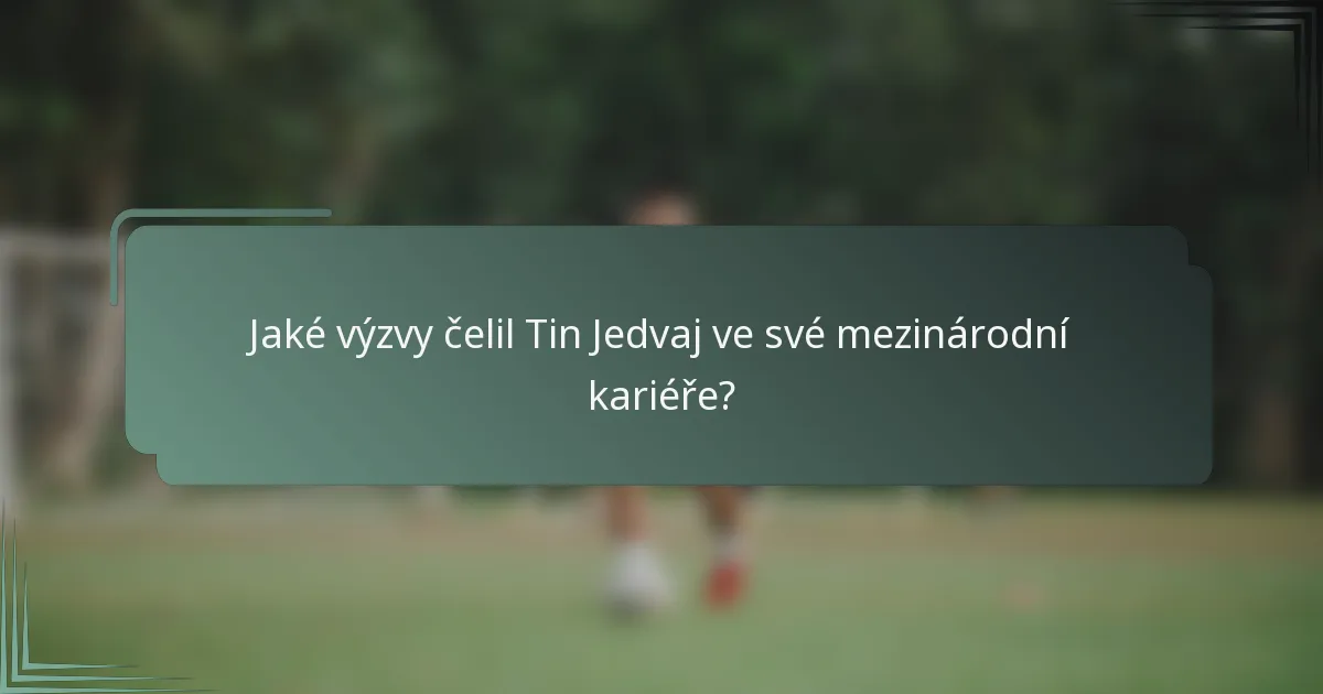 Jaké výzvy čelil Tin Jedvaj ve své mezinárodní kariéře?