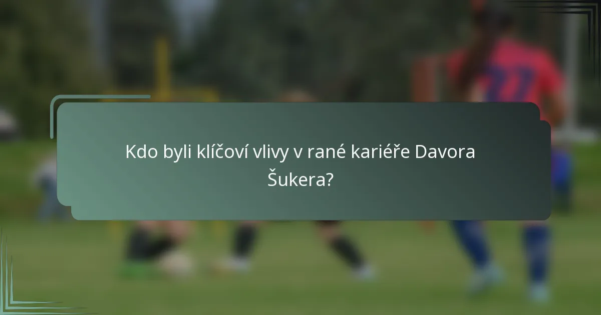 Kdo byli klíčoví vlivy v rané kariéře Davora Šukera?