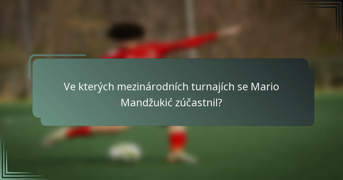 Ve kterých mezinárodních turnajích se Mario Mandžukić zúčastnil?